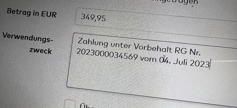 Zahlung unter Vorbehalt